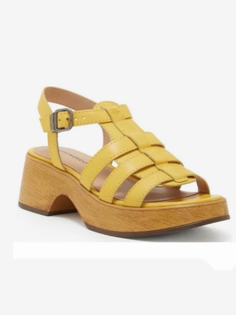 Lucky Brand Jemimmy Yellow Strappy Platform Sandal Clog Size 7.5